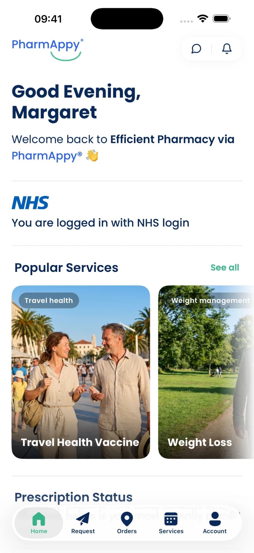 PharmAppy patient app home screen